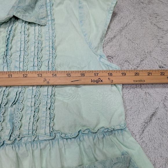 April Cornell Dress Womens S Green Sage Midi Tier Pintuck Lace Romantic Cottage - Picture 5 of 8